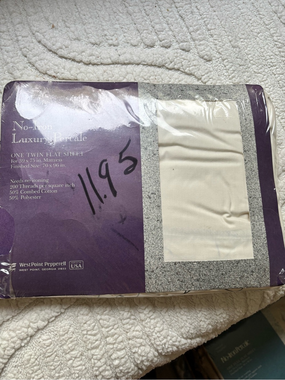 Vintage Luxury Percale Twin Flat Sheet - Cream